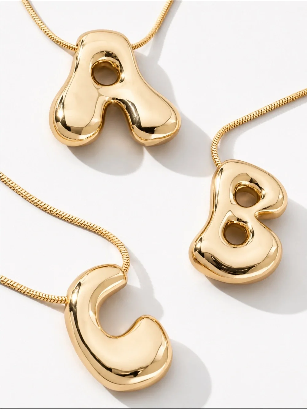 New! Preppy Classic Gold Bubble Initial Monogram Necklace NWOT